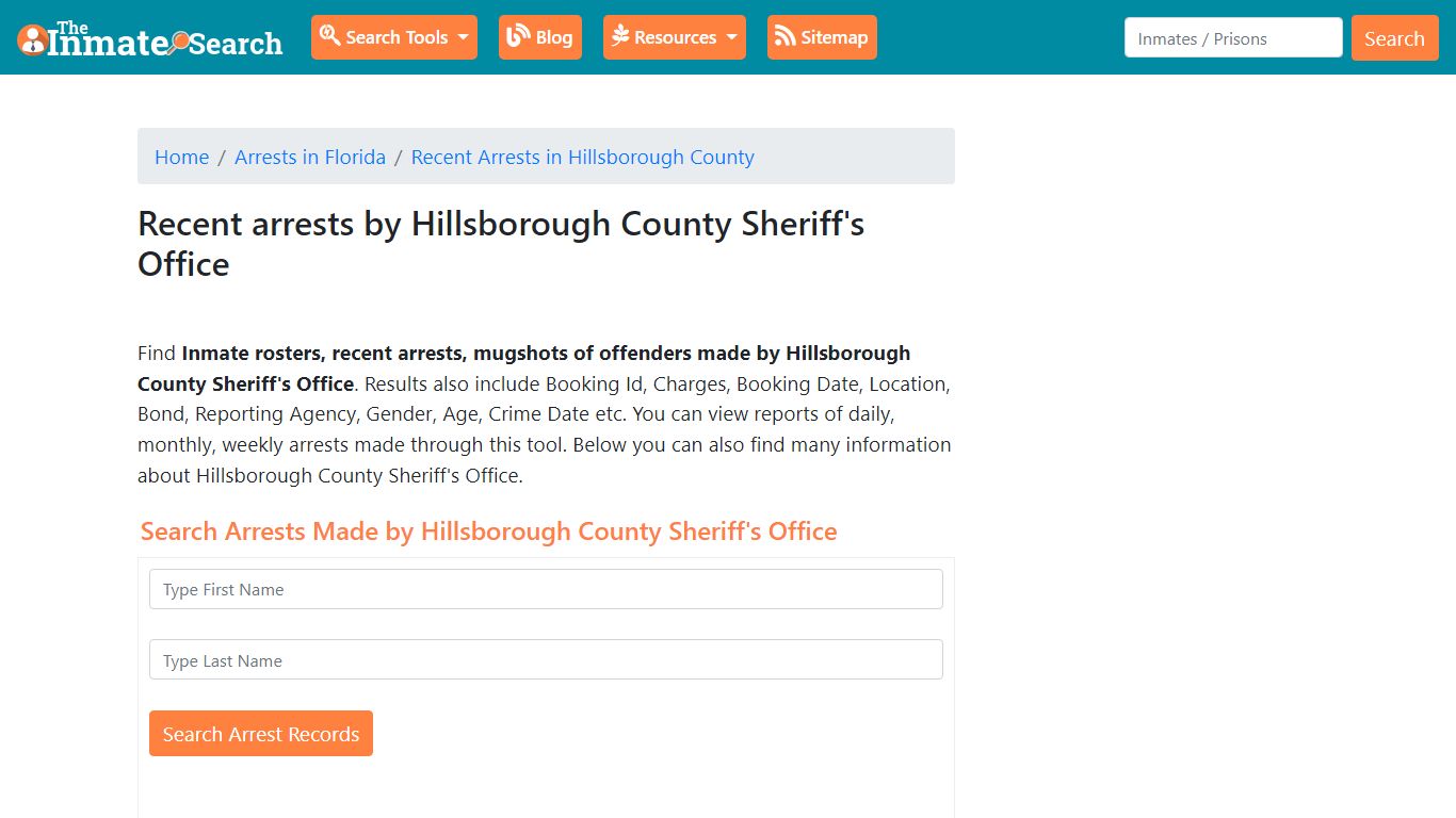 Recent arrests by Hillsborough County Sheriff's Office